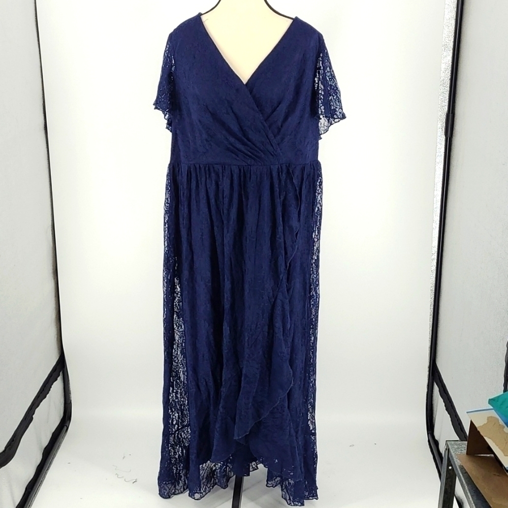 Ever Pretty Sizd 2XL Navy Blue Lace Maxi Dress